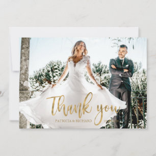 Foto Elegante Calligrafie Huwelijk Bedankt Kaart