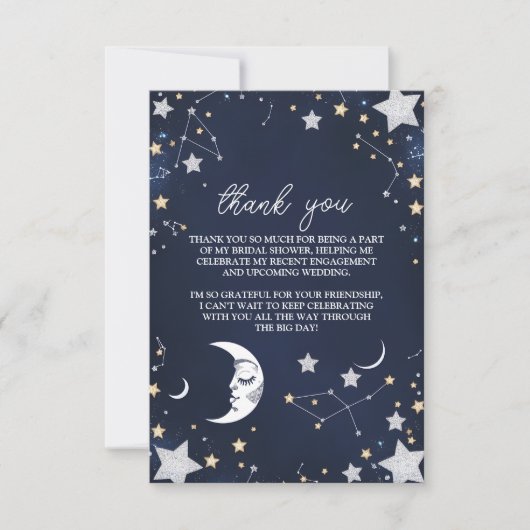 Foto Elegante Celestial Crescent Moon Bridal Showe Bedankkaart (Voorkant)