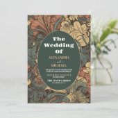 Foto Elegante Floral Art Nouveau bruiloft Kaart (Staand voorkant)