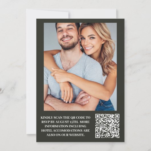 Foto Elegante Floral Art Nouveau bruiloft Kaart (Achterkant)