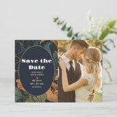 Foto Elegante Floral Art Nouveau bruiloft Save The Date (Staand voorkant)