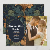 Foto Elegante Floral Art Nouveau bruiloft Save The Date (Voorkant / Achterkant)