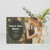 Foto Elegante Floral Art Nouveau bruiloft Save The Date (Staand voorkant)