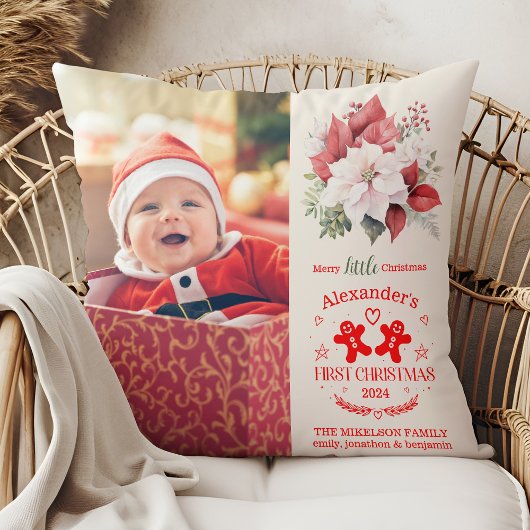 Foto Elegante Floral Baby's Eerste Kerstmis Kussen
