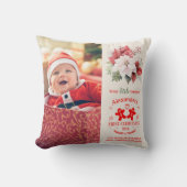 Foto Elegante Floral Baby's Eerste Kerstmis Kussen (Voorkant)