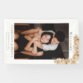 Foto Elegante Floral Welkom Bruiloft Spandoek (Horizontaal)