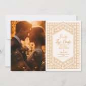 Foto Elegante Geometrische Art Deco bruiloft Save The Date (Voorkant)