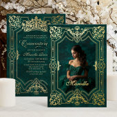 Foto Elegante Groene Kroon Tiara Royal Quinceanera Folie Uitnodiging