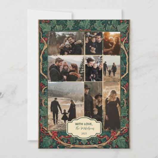 Foto Elegante  Holly Christmas Feestdagenkaart (Voorkant)