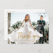 Foto Elegante kalligrafie bruiloft dank u Briefkaart (Voorkant / Achterkant)