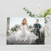 Foto Elegante kalligrafie bruiloft dank u Kaart (Staand voorkant)