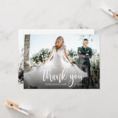 Foto Elegante kalligrafie bruiloft dank u Kaart (Voorkant / Achterkant in situ)