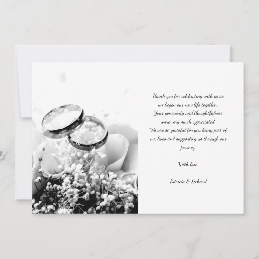 Foto Elegante kalligrafie bruiloft dank u Kaart (Achterkant)