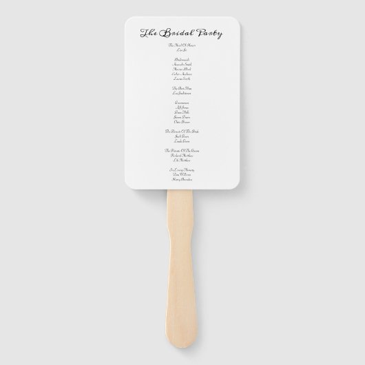 Foto Elegante kalligrafie bruiloft programma Hand Handwaaier (Achterkant)