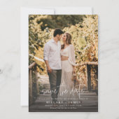 Foto Elegante Kalligrafie Bruiloft Save the Date Kaart (Voorkant)