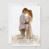 Foto Elegante Kalligrafie Bruiloft Save the Date Kaart (Voorkant)