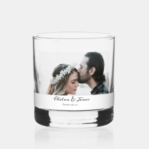 Foto Elegante kalligrafie bruiloft Whisky Glas