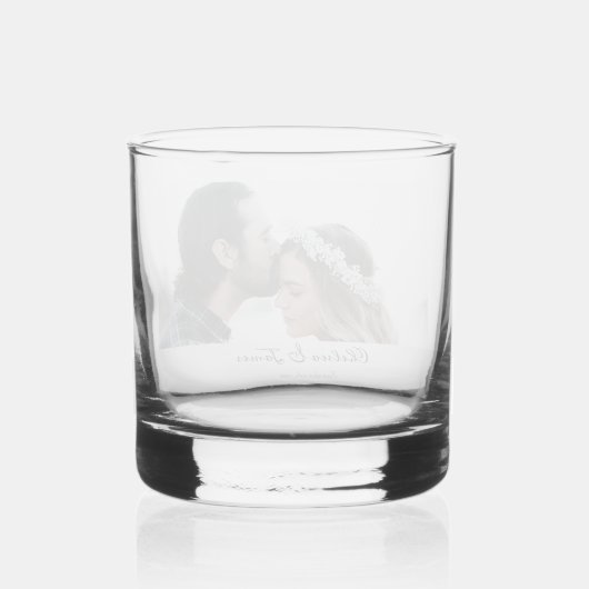 Foto Elegante kalligrafie bruiloft Whisky Glas (Achterkant)
