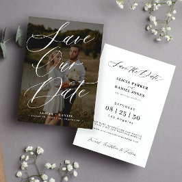 Foto elegante kalligrafie script moderne bruiloft save the date