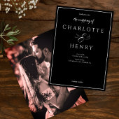 Foto Elegante kalligrafie Script Zwart Bruiloft Kaart