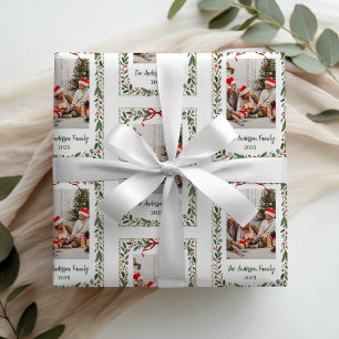 Foto Elegante Klassieke Kerstgroen Cadeaupapier