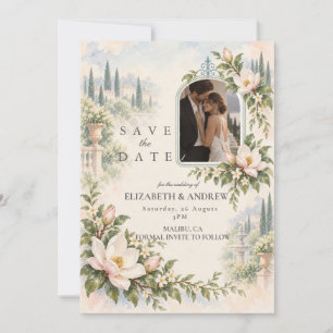 Foto Elegante Magnolia Tuin Bruiloft Save The Date