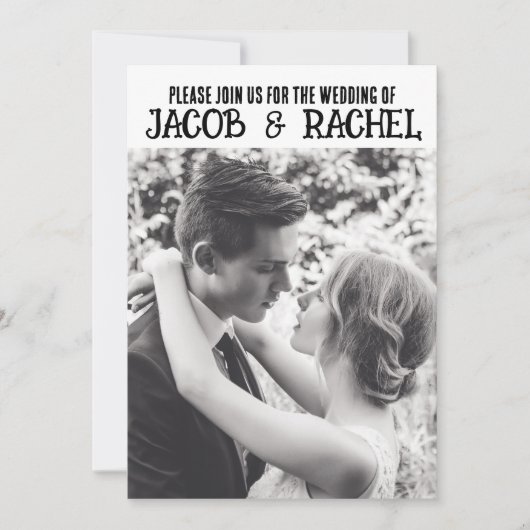 FOTO ELEGANTE MINIMALISTISCHE BRUILOFT UITNODIGING (Voorkant)