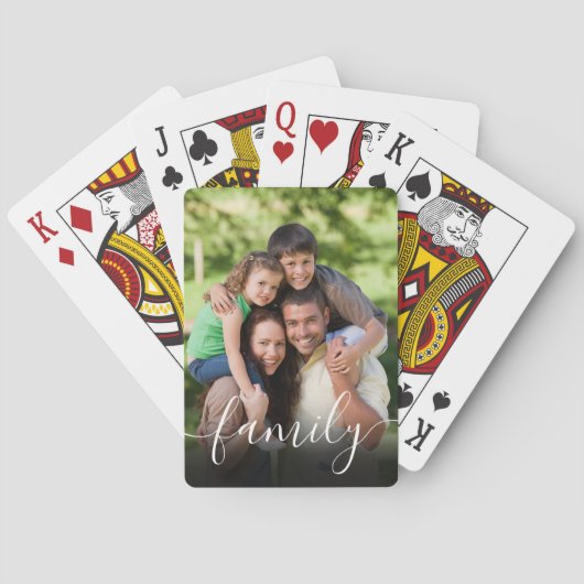 Foto Elegante Moderne Script Familie Pokerkaarten (Achterkant)