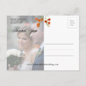 Foto Elegante Oranje bloemenbruiloft dank u Briefkaart (Achterkant)