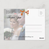 Foto Elegante Oranje bloemenbruiloft dank u Briefkaart (Achterkant)