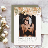 Foto Elegante Perzik Bloemen Save The Date Bruilof