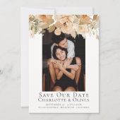 Foto Elegante Perzik Bloemen Save The Date Bruilof (Voorkant)