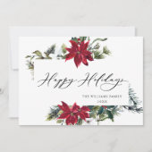 FOTO Elegante Poinsettia Kerstgroet Feestdagenkaart (Voorkant)