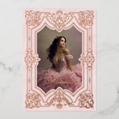 Foto Elegante Roze Kroon Tiara Royal Quinceanera Folie Uitnodiging (Voorkant)