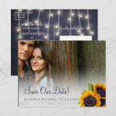 FOTO elegante rustieke zonnebloemen bruiloft save  Aankondigingskaart (Voorkant / Achterkant)