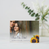 FOTO elegante rustieke zonnebloemen bruiloft save  Aankondigingskaart (Staand voorkant)