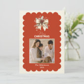 Foto Elegante Scallop Bow Christmas Feestdagenkaart (Staand voorkant)