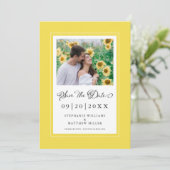 Foto Elegante Script Trouwtrend Gele Rand Save The Date (Staand voorkant)