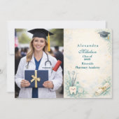 Foto Elegante Tandarts Witte Jas Afstuderen Aankondiging (Voorkant)