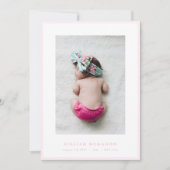 foto elegante zachte roze lijst baby geboorteaanko aankondiging (Voorkant)
