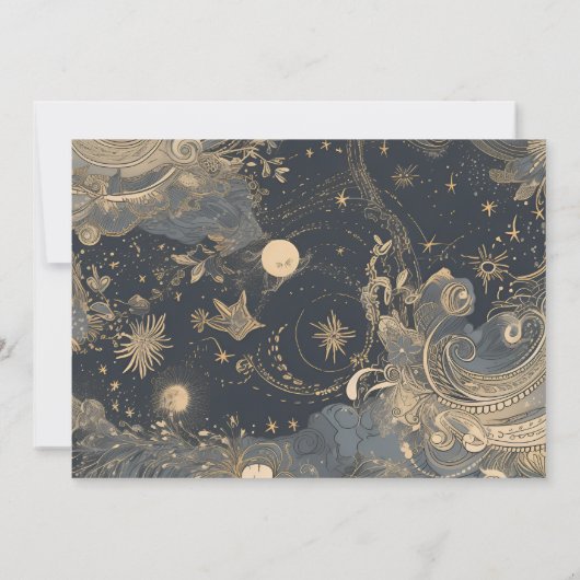 Foto Elegante zilveren gouden hemelse bruiloft Save The Date (Achterkant)