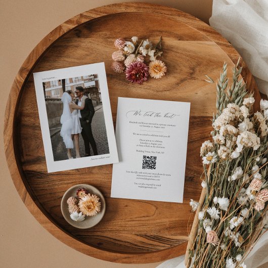Foto elopement aankondiging sjabloon met QR-code