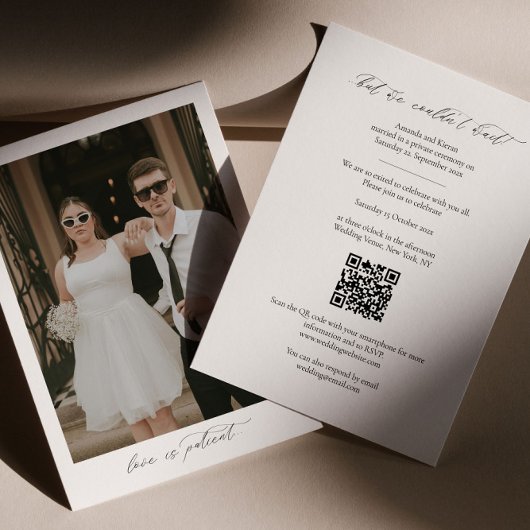 Foto elopement aankondiging sjabloon met QR-code
