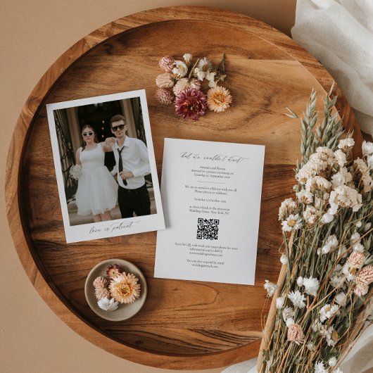 Foto elopement aankondiging sjabloon met QR-code