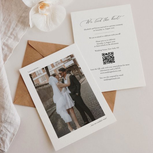 Foto elopement aankondiging sjabloon met QR-code