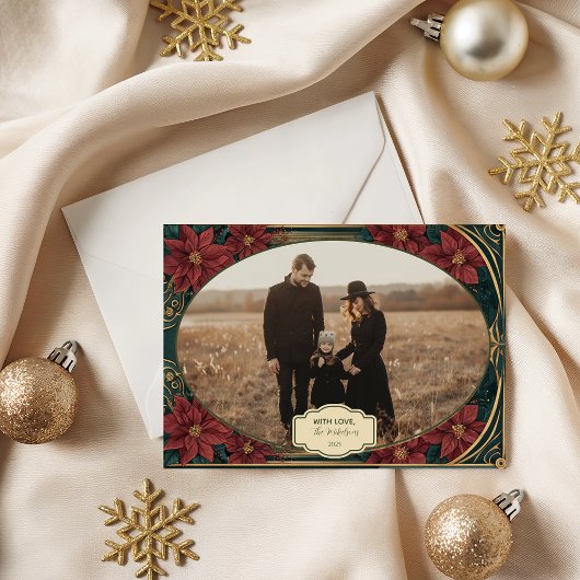 Foto Emerald Baroque Kerst Feestdagenkaart