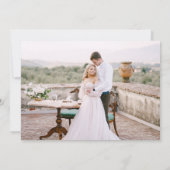 Foto Emerald Green Agate Roos Gold Script Wedding Bedankkaart (Achterkant)