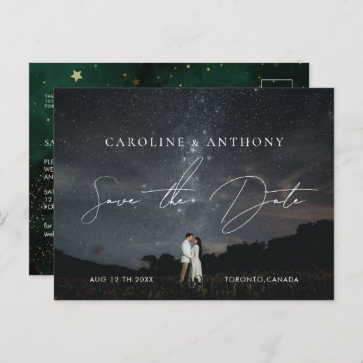 Foto Emerald Green Black Magical Briefkaart (Voorkant / Achterkant)