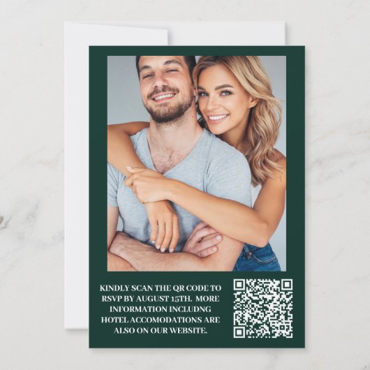 Foto Emerald Groen Goud Hemelse Bruiloft Kaart (Achterkant)