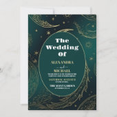 Foto Emerald Groen Goud Hemelse Bruiloft Kaart (Voorkant)